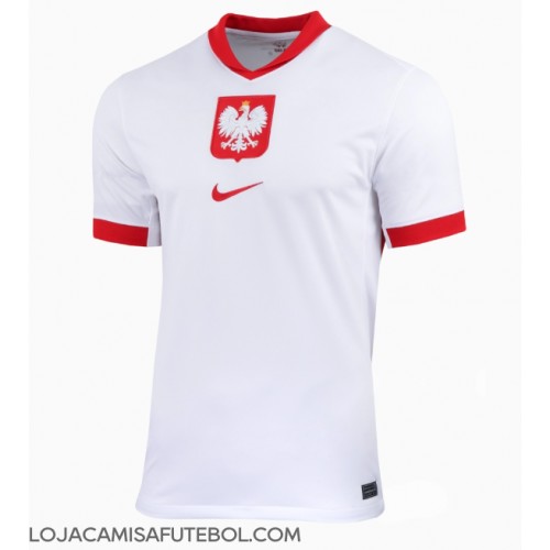 Camisa de Futebol Polónia Equipamento Principal Mulheres Europeu 2024 Manga Curta